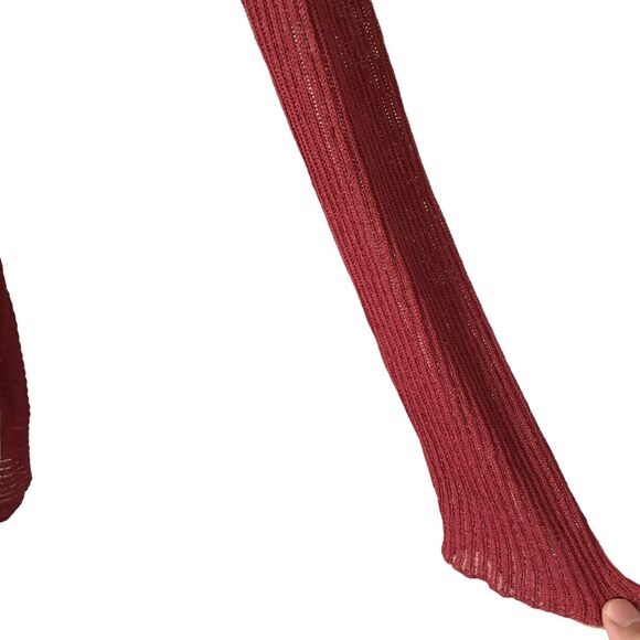 Eileen Fisher Women's Knit Top Cardigan Size M Red Sheer Long Sleeve Shawl - Picture 8 of 10